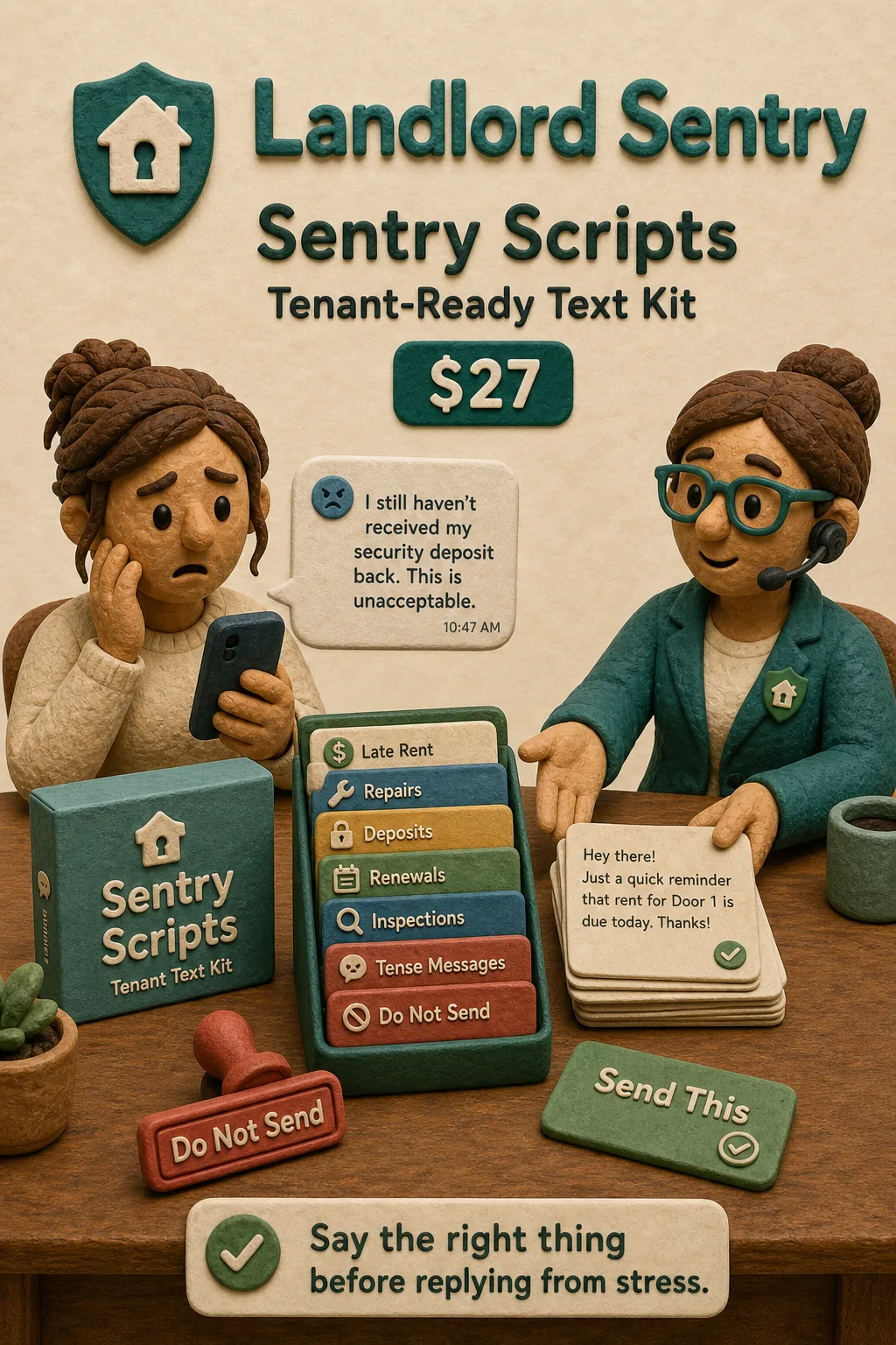 Claymation Sentry Scripts Tenant Text Survival Kit offer visual.
