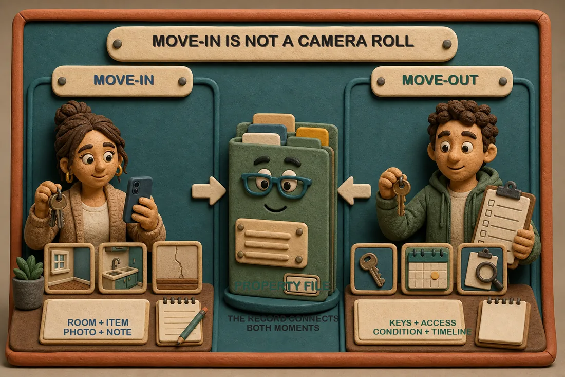 Claymation property file and recordkeeping panel.